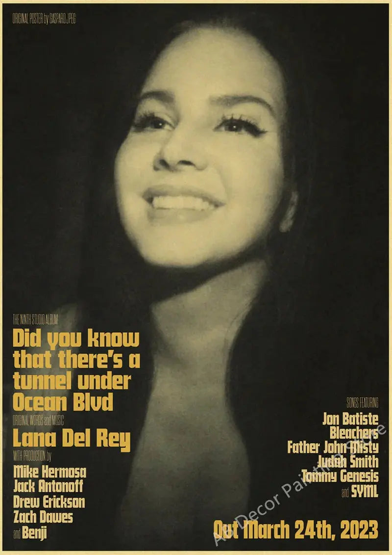 Lizzy Grant Lana Del Rey Posters Retro Kraft Paper Prints Music Album Poster Vintage Home Room Decor Aesthetic Art Wall Painting June Wall Art