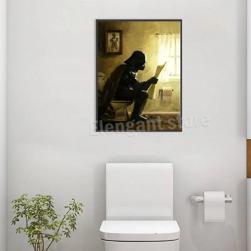 Darth Vader Star Wars Bathroom Art Prints Watercolor Boba Fett Poster Funny Toilet Sign Canvas Painting Restroom Wall Decor June Wall Art