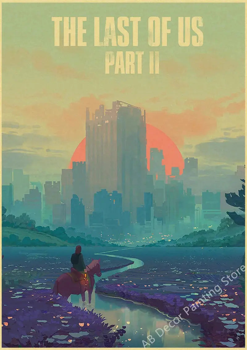 Hot The Last of Us Part 1 2 Poster Abby Ellie Retro Kraft Paper Prints Vintage Home Room Bar Cafe Club Decor Art Wall Painting June Wall Art