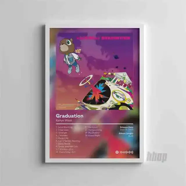 Pop Rapper Kanye West Music Album Poster Aesthetic Hip Hop Comics Cover Graduation Ghosts Donda Canvas Print Wall Art Room Decor June Wall Art