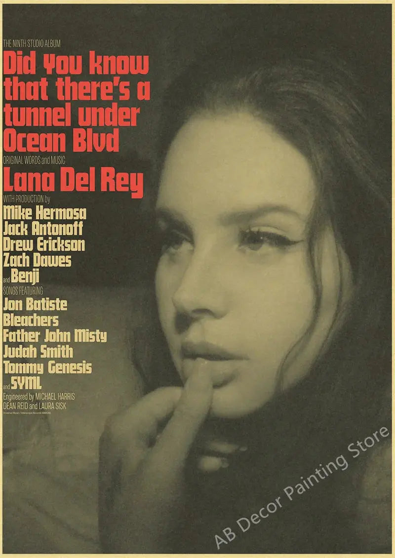 Lizzy Grant Lana Del Rey Posters Retro Kraft Paper Prints Music Album Poster Vintage Home Room Decor Aesthetic Art Wall Painting June Wall Art