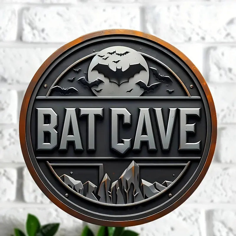 Vintage Bat Cave Metal Sign - 8"x8" | Perfect for Outdoor Yard Porch Garage Cafe Bar and Garden Decor Unique Wall Art Plaque June Wall Art