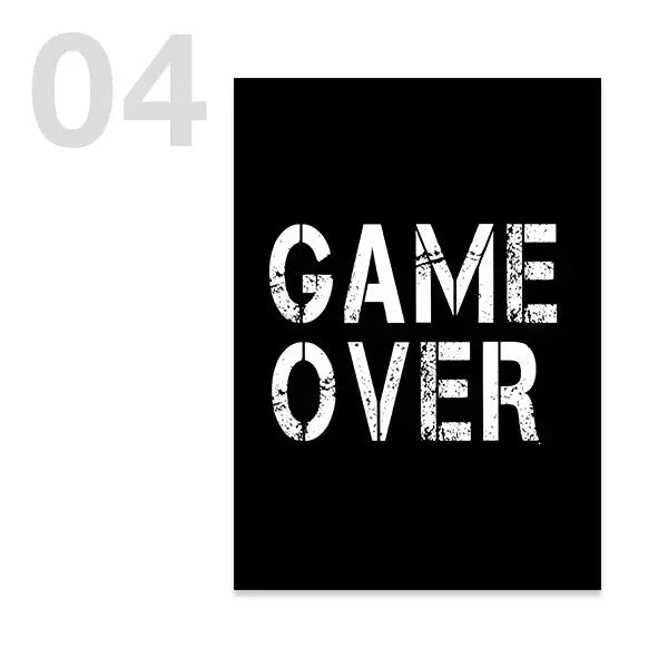 Black White Game Controller Wall Art Posters and Prints Canvas Paintings Mural Pictures for Playroom Decor Gaming Players Gift June Wall Art