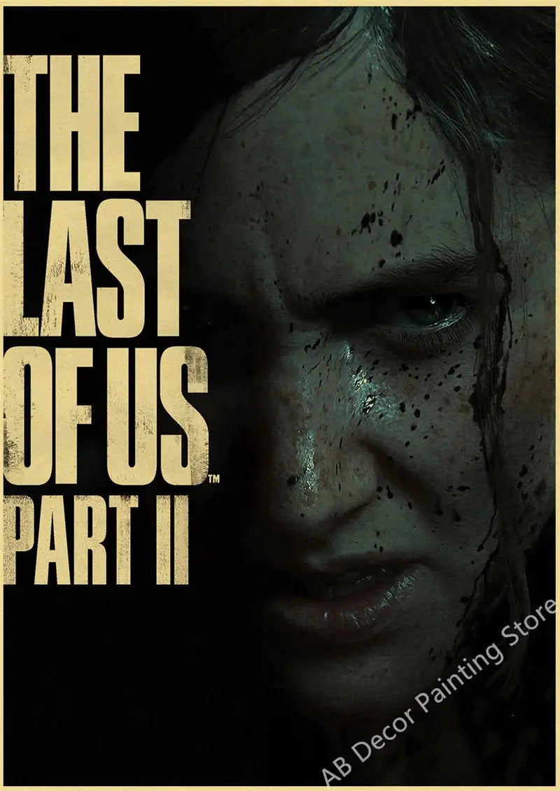 Hot The Last of Us Part 1 2 Poster Abby Ellie Retro Kraft Paper Prints Vintage Home Room Bar Cafe Club Decor Art Wall Painting June Wall Art