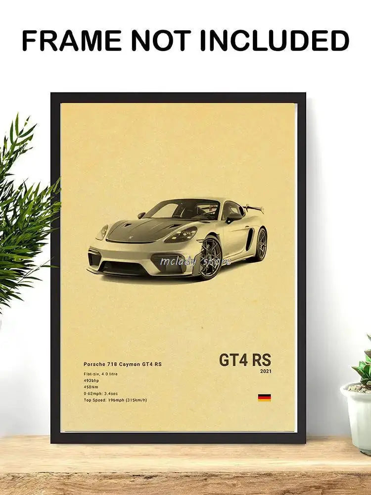 Vintage Luxury Performance Classic Car Sports Car Series Kraft Posters For Room Living Art Home Wall Decor Modern Pictures June Wall Art