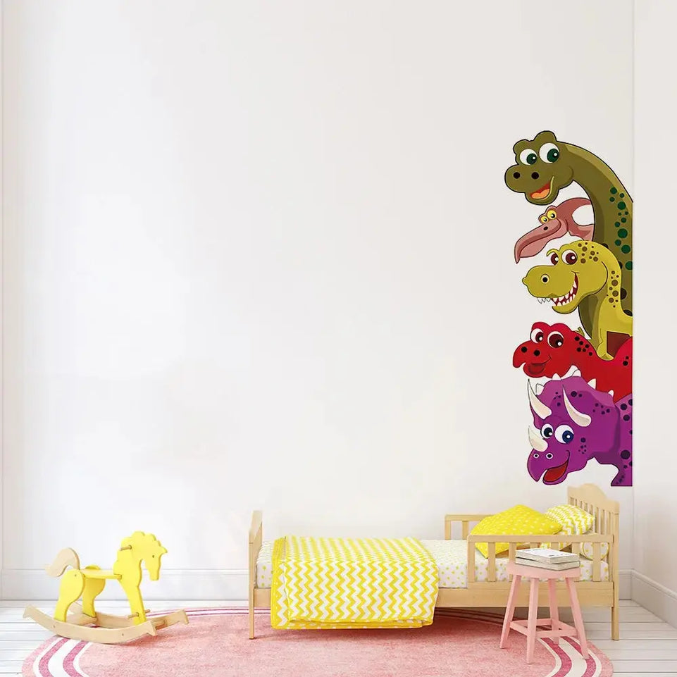 Funny Probe Dinosaur Room Decor Wall Decals Behind The Door Stickers Kids Bedroom Living Room Children Nursery Mural Wall Art June Wall Art