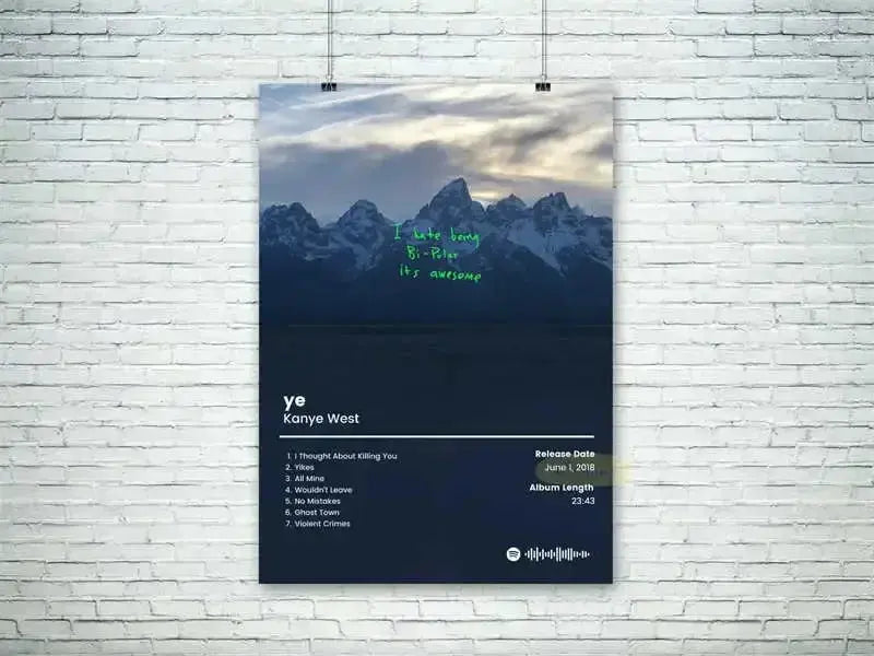 Modern Pop Rap Wall Art Hip Hop Artist Bad Bunny Kanye West Poster Hot HD Painting on Canvas Music Album Cover Home Decor Gift June Wall Art