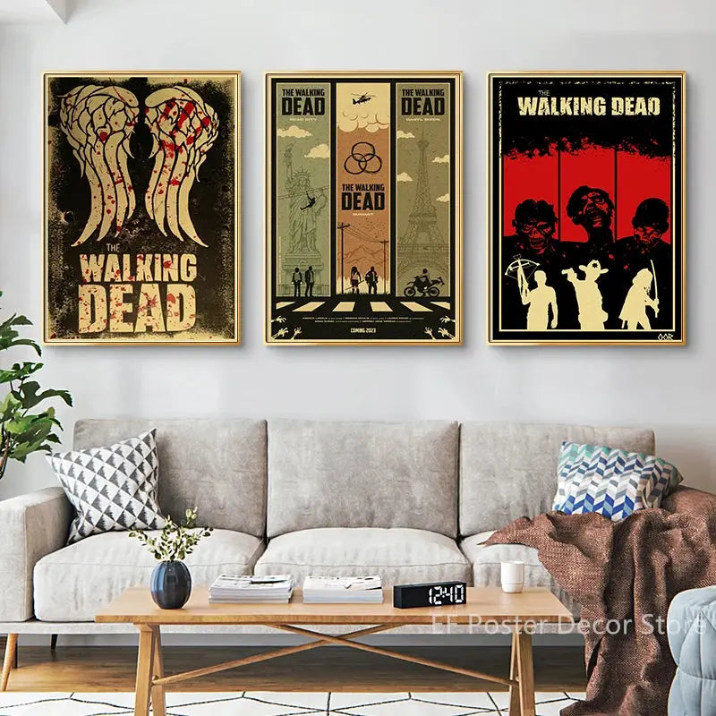 The Walking Dead Poster Rick Grimes/Daryl Dixon Prints Posters Horror TV Show Vintage Home Room Art Wall Decor Retro Painting June Wall Art