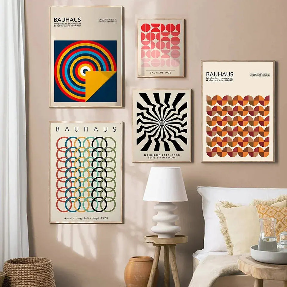 Modernist Bauhaus Geometric Canvas Poster Living Room Wall Art Retro Prints Mid Century Home Decorative Wall Art Painting June Wall Art