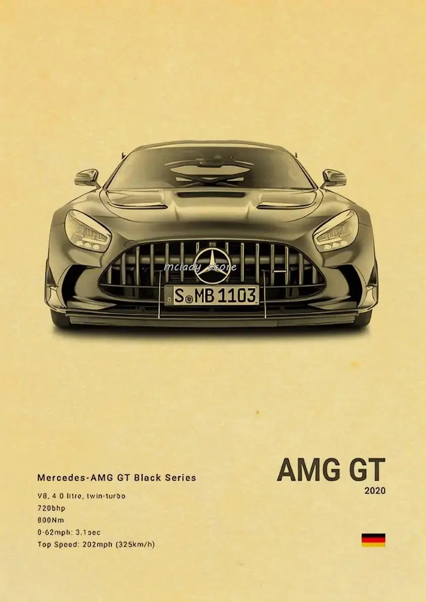 Vintage Luxury Performance Classic Car Sports Car Series Kraft Posters For Room Living Art Home Wall Decor Modern Pictures June Wall Art