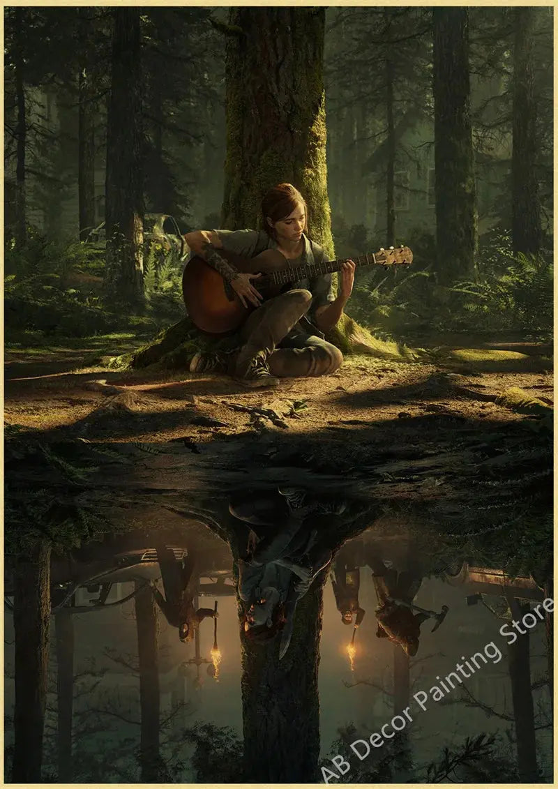 Hot The Last of Us Part 1 2 Poster Abby Ellie Retro Kraft Paper Prints Vintage Home Room Bar Cafe Club Decor Art Wall Painting June Wall Art