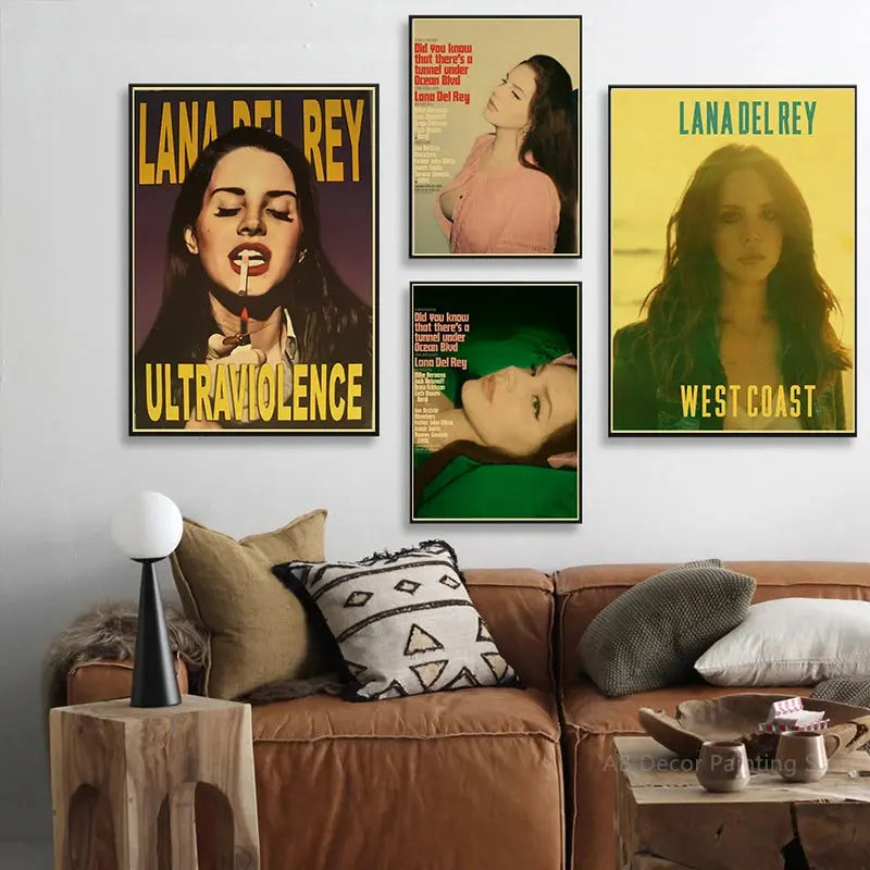 Lizzy Grant Lana Del Rey Posters Retro Kraft Paper Prints Music Album Poster Vintage Home Room Decor Aesthetic Art Wall Painting June Wall Art