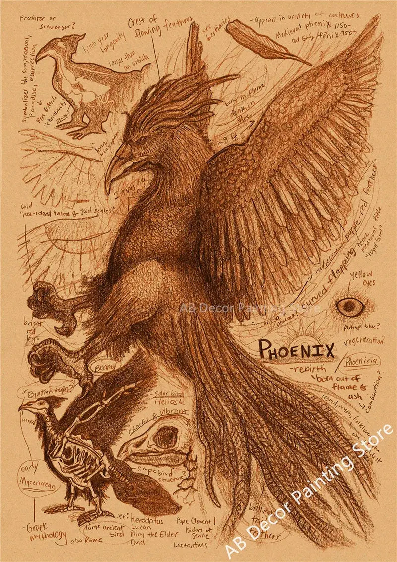Retro Dragon//Fox/Dog/Wolf/Bird/Bear Posters Prints Nostalgic Animal Natural Study Vintage Home Room Art Wall Decor Painting June Wall Art
