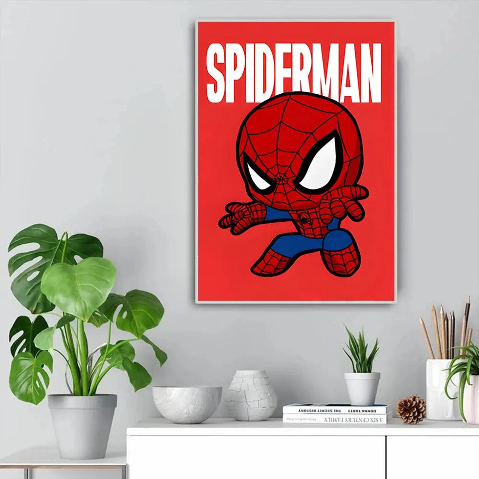 MINISO Marvel Wall Art Posters SpiderMan Iron Man Avengers Superhero Disney Kid Room Decor Cartoon Canvas Painting Picture Print June Wall Art