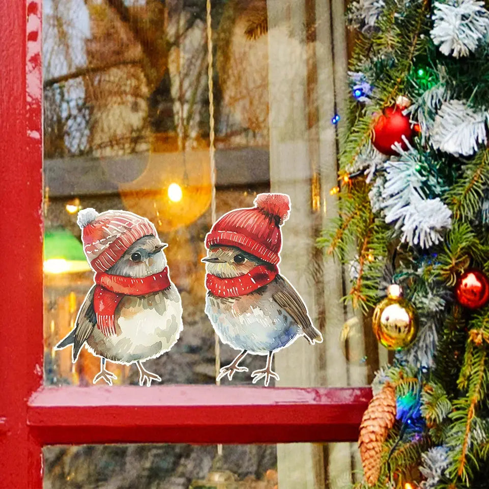 Christmas Decoration Wall Stickers Bird Glass Doors and Windows Home Beautification Decoration Animal Art Decal Stickers S401 June Wall Art