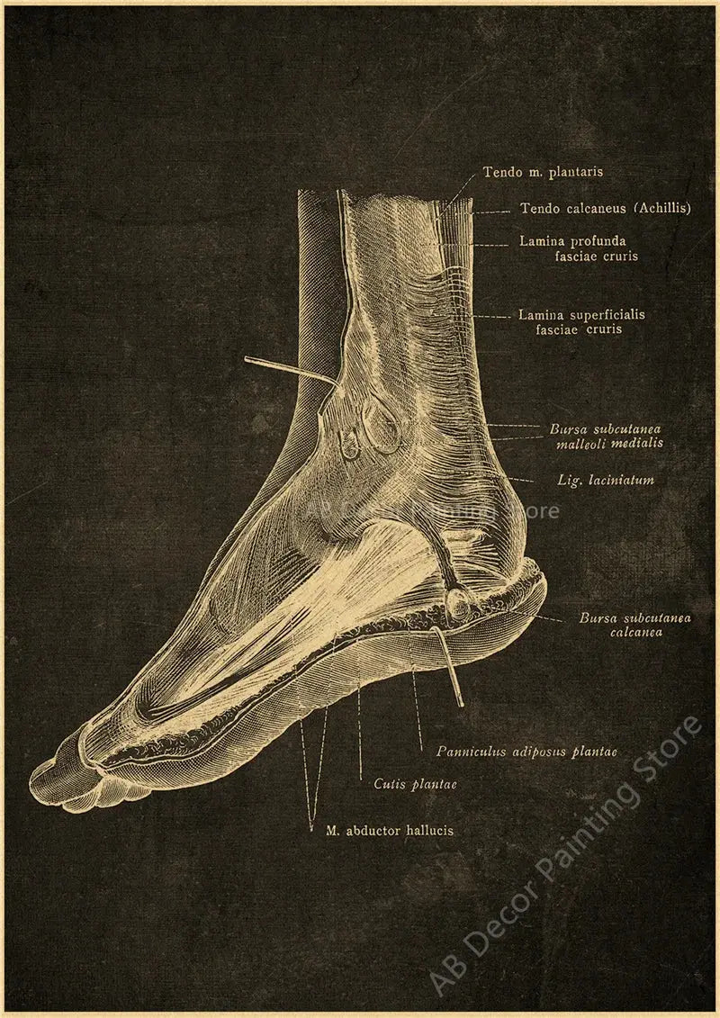 Nostalgic Posters Anatomy Chalkboard Poster Prints Body Parts Heart Hand Foot Drawing Vintage Home Room Art Wall Decor Painting June Wall Art