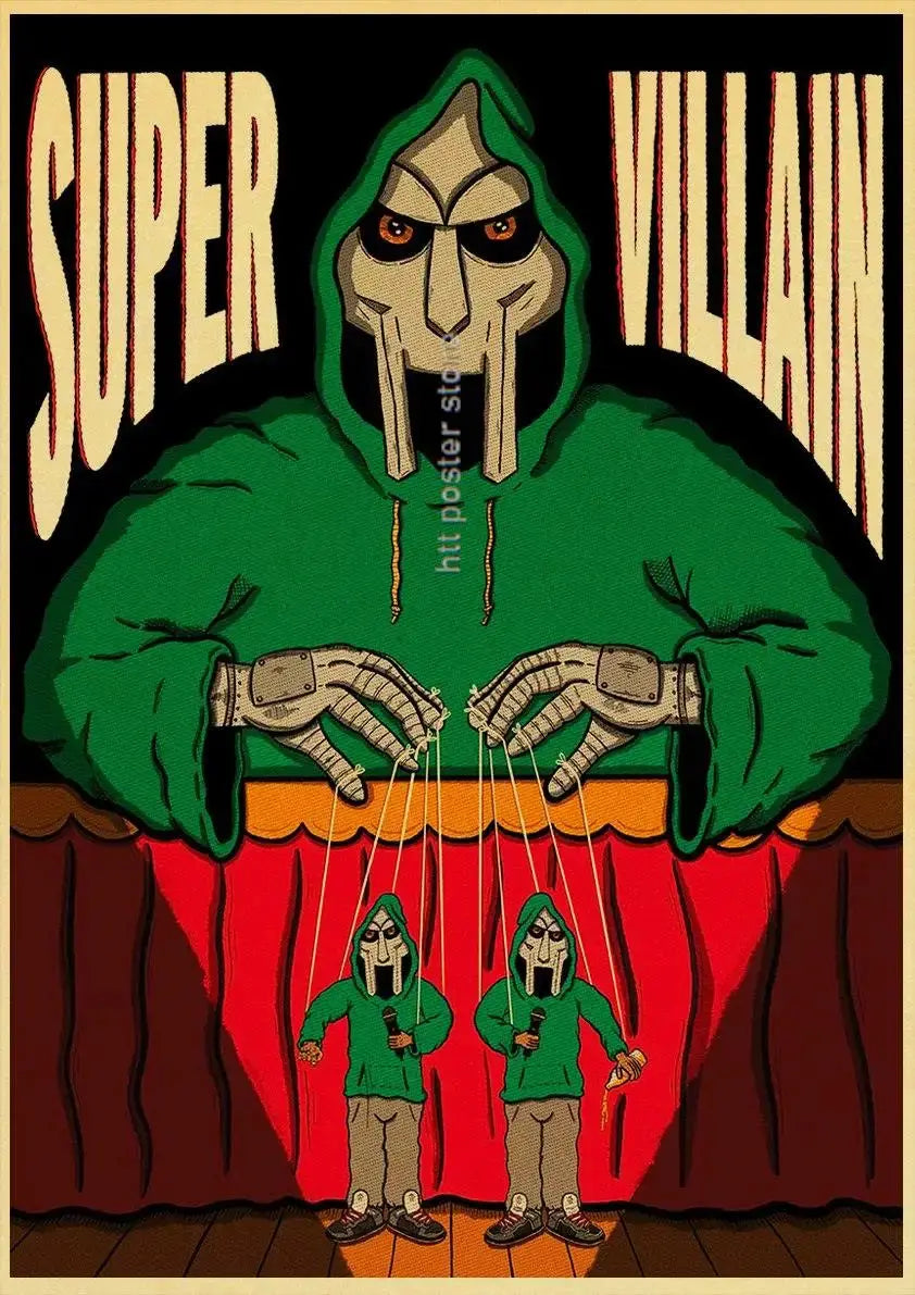 MF Doom Madlib Poster Retro Poster Painting Hip Hop Rap Music Album Star Picture Wall Art For Living Room Home Decor June Wall Art
