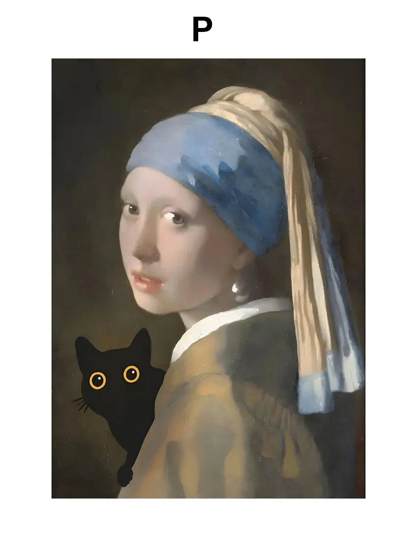 Funny Art Matisse Monet Black Cat Van Gogh Sunflowers Canvas Painting Posters and Prints Wall Pictures for Living Room Decor June Wall Art
