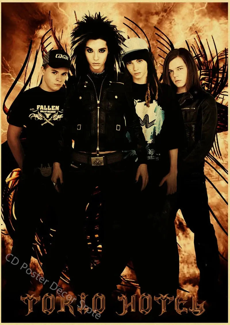 Tokio Hotel Poster German Rock Band Posters Retro Prints Nostalgic Art Wall Painting Vintage Room Home Decor Aesthetic Picture June Wall Art