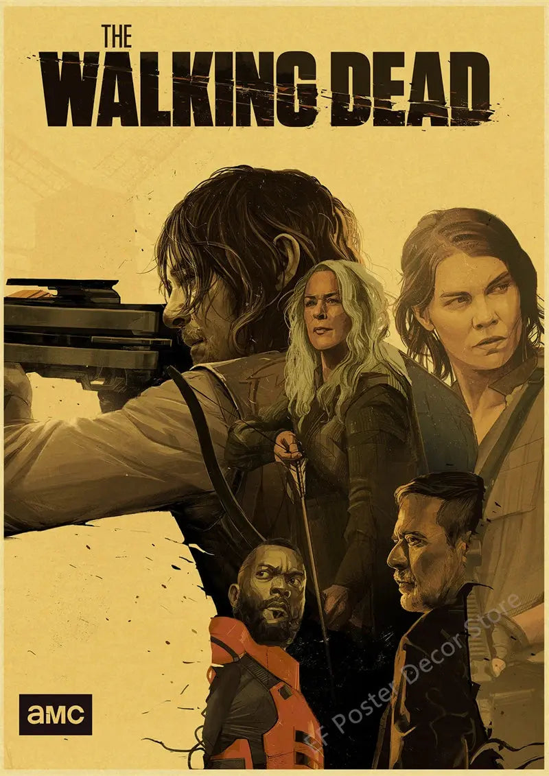 The Walking Dead Poster Rick Grimes/Daryl Dixon Prints Posters Horror TV Show Vintage Home Room Art Wall Decor Retro Painting June Wall Art