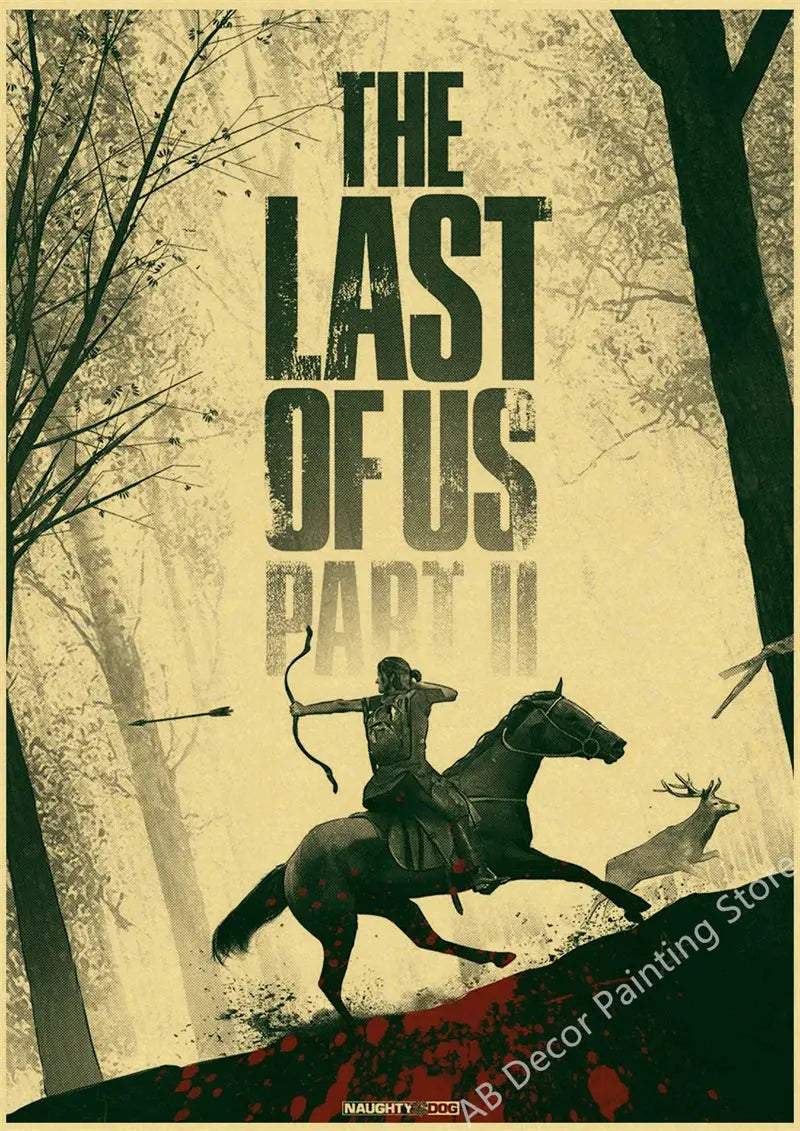 Hot The Last of Us Part 1 2 Poster Abby Ellie Retro Kraft Paper Prints Vintage Home Room Bar Cafe Club Decor Art Wall Painting June Wall Art