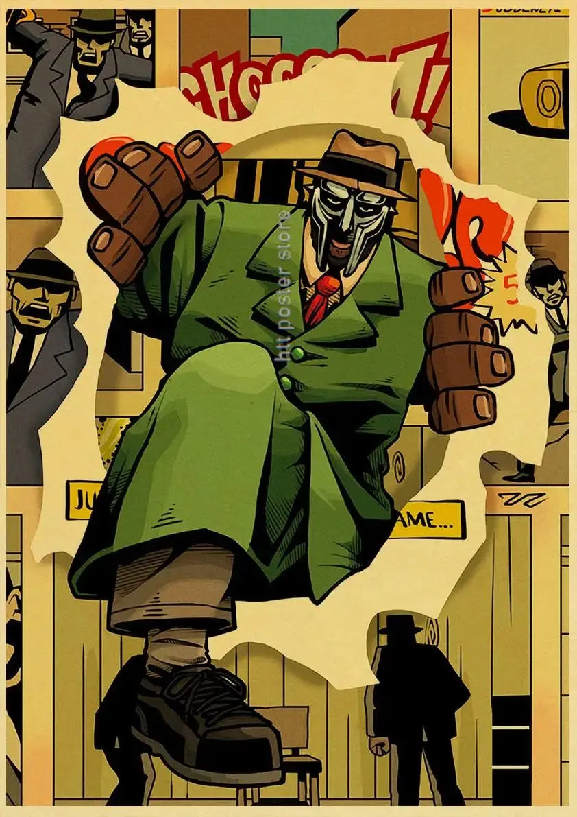 MF Doom Madlib Poster Retro Poster Painting Hip Hop Rap Music Album Star Picture Wall Art For Living Room Home Decor June Wall Art