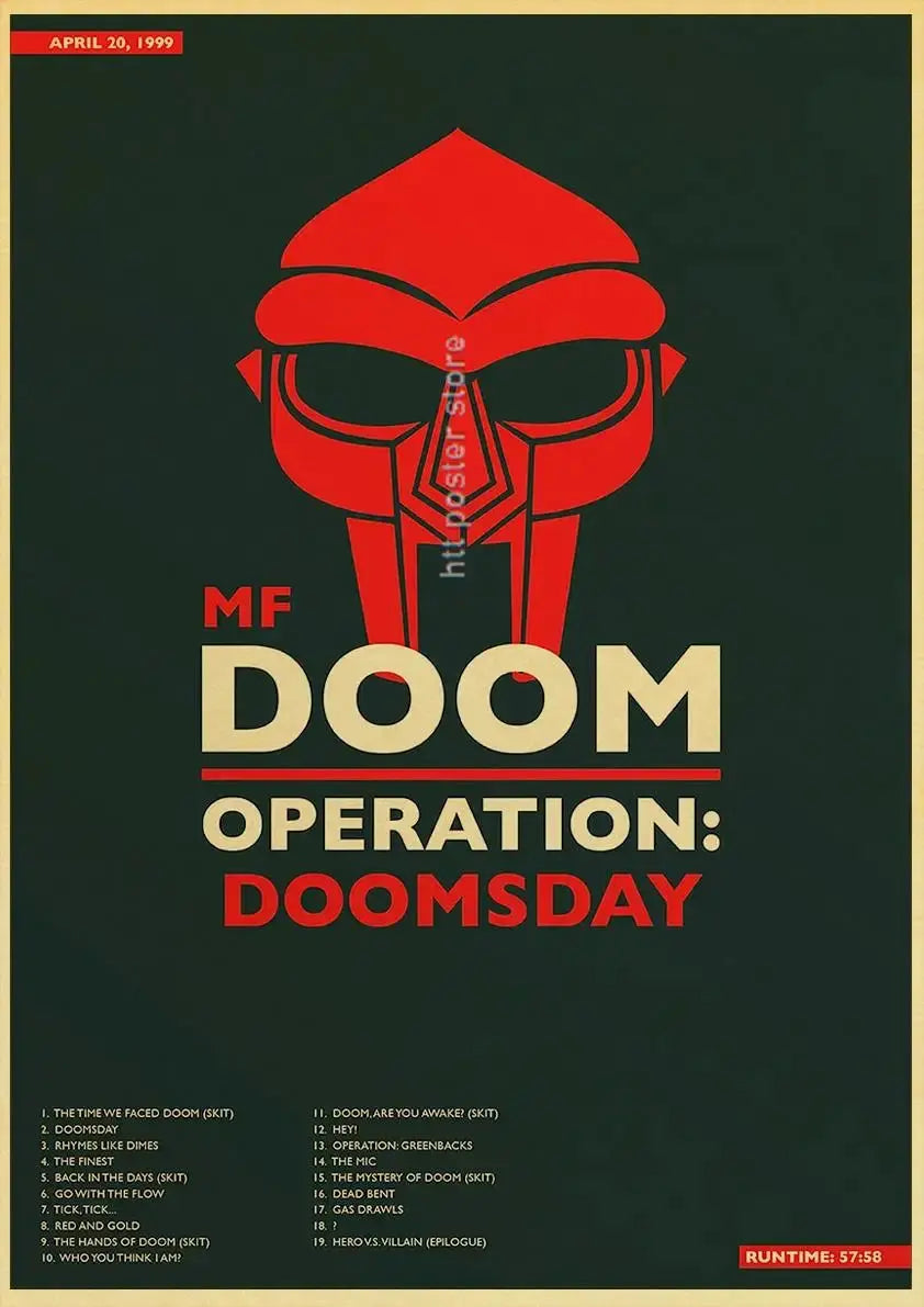 MF Doom Madlib Poster Retro Poster Painting Hip Hop Rap Music Album Star Picture Wall Art For Living Room Home Decor June Wall Art