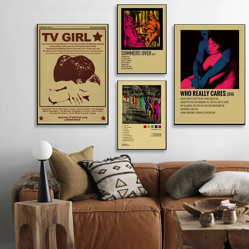 TV Girl Posters Retro Kraft Paper Prints Lovers Rock Vintage Poster Wall Art Painting Study Home Living Room Decoration Picture June Wall Art