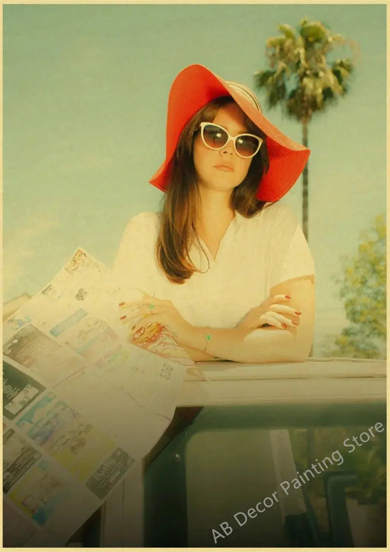 Lizzy Grant Lana Del Rey Posters Retro Kraft Paper Prints Music Album Poster Vintage Home Room Decor Aesthetic Art Wall Painting June Wall Art