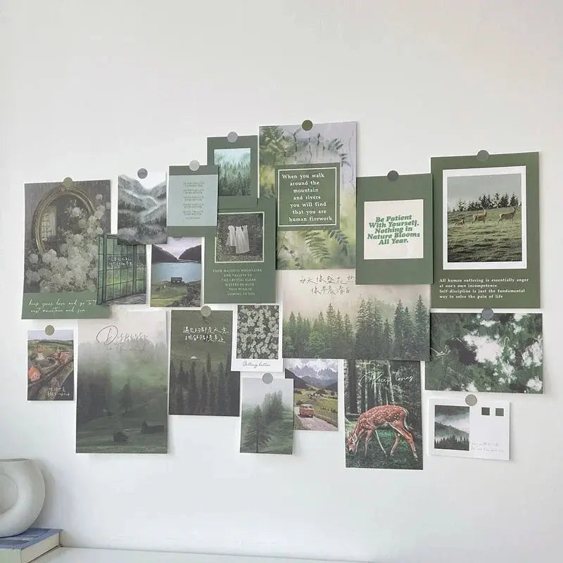 Ins Nordic Retro Wall Decorative Photo Card Stickers Bedroom Art Postcard Decoration DIY Wall Card Stickers Photography Props June Wall Art