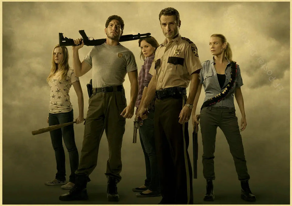 The Walking Dead Poster Rick Grimes/Daryl Dixon Prints Posters Horror TV Show Vintage Home Room Art Wall Decor Retro Painting June Wall Art