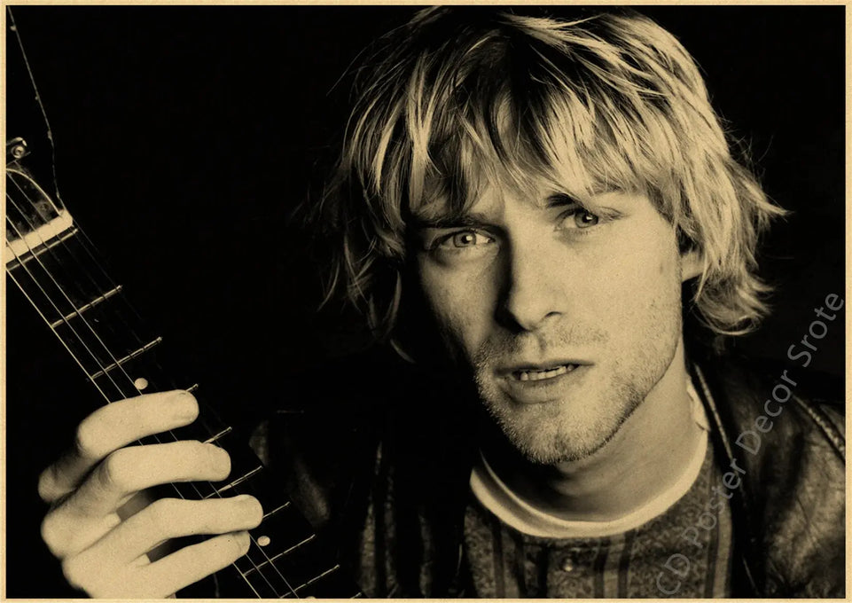 Singer Kurt Cobain Retro Poster Kraft Paper Prints and Posters DIY Vintage Home Room Bar Cafe Decor Aesthetic Art Wall Painting June Wall Art