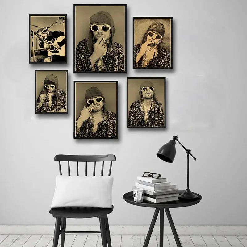 Singer Kurt Cobain Retro Poster Kraft Paper Prints and Posters DIY Vintage Home Room Bar Cafe Decor Aesthetic Art Wall Painting June Wall Art