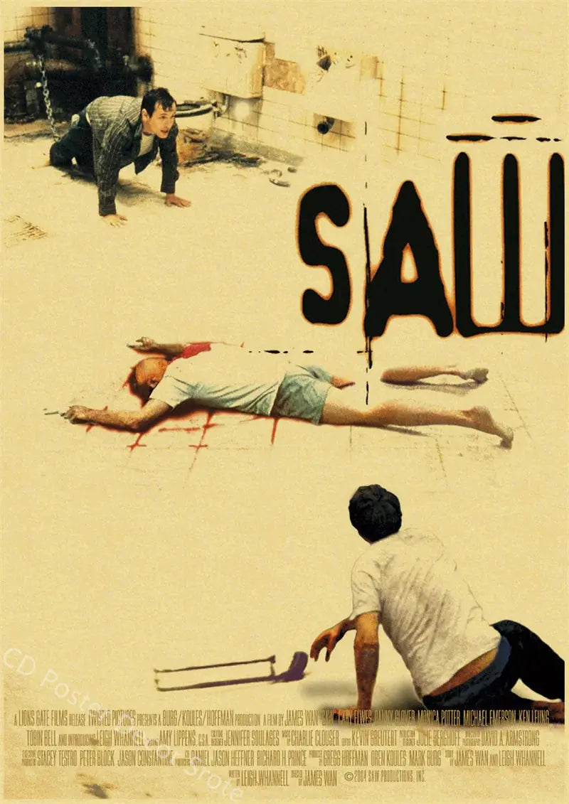 Horror Movie Saw Poster Film Retro Kraft Paper Posters DIY Vintage Home Room Bar Cafe Cinema Decor Aesthetic Art Wall Painting June Wall Art