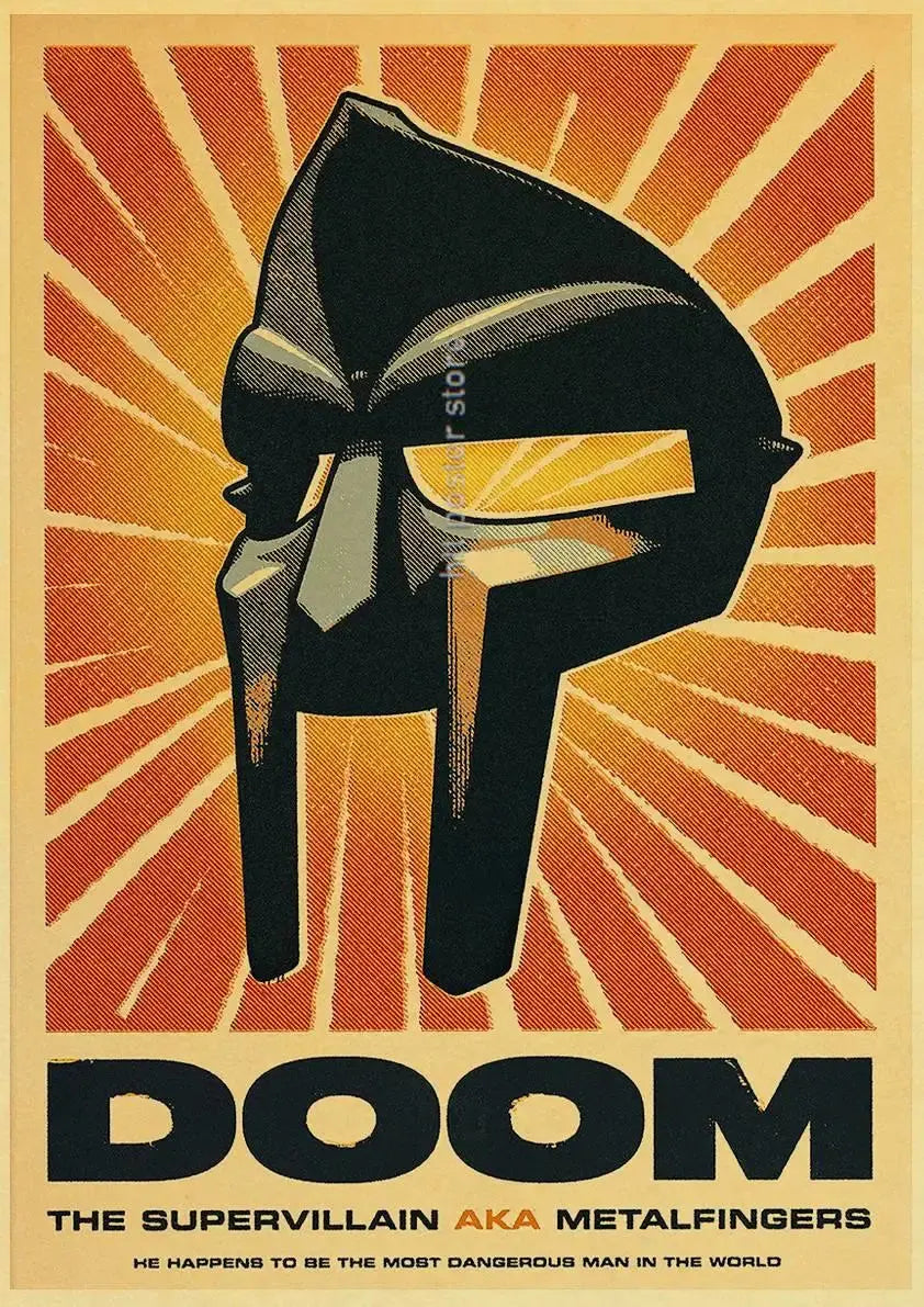 MF Doom Madlib Poster Retro Poster Painting Hip Hop Rap Music Album Star Picture Wall Art For Living Room Home Decor June Wall Art