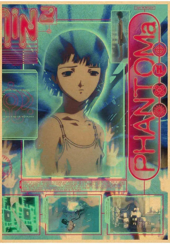 serial experiments lain Poster Anime Wall Art Home Decorative Painting Children's Room Decor Wall Sticker June Wall Art