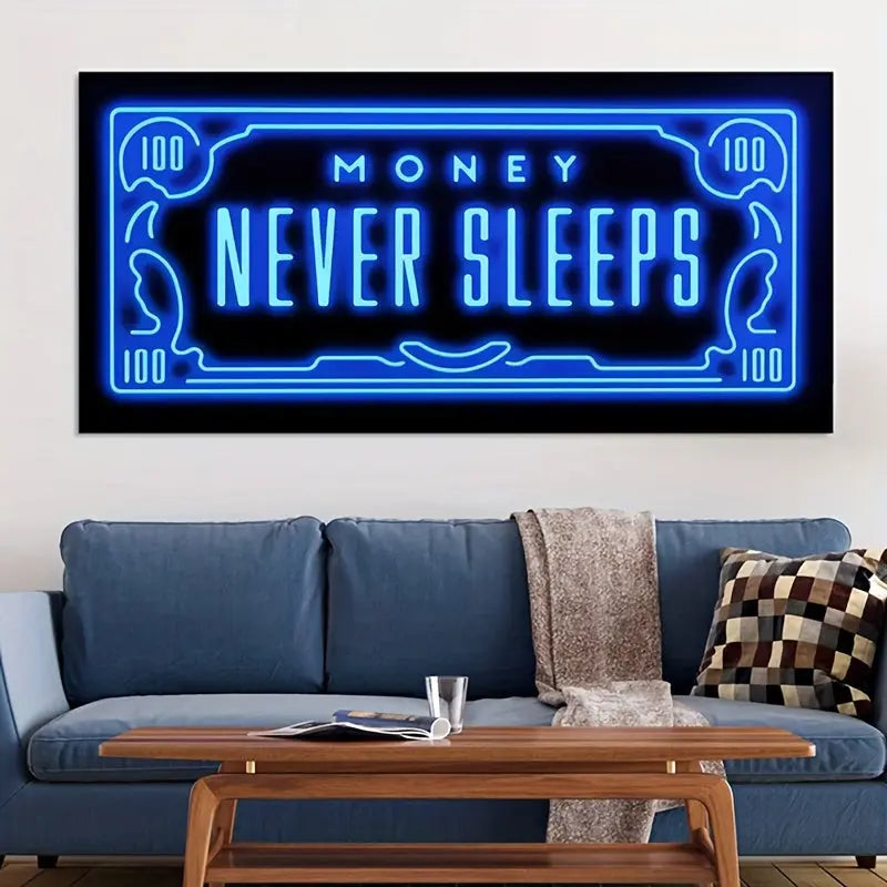 Blue Abstract Modern Art Canvas Poster - 1pc, Phrase Painting for Living Room & Bedroom, No Frame June Wall Art