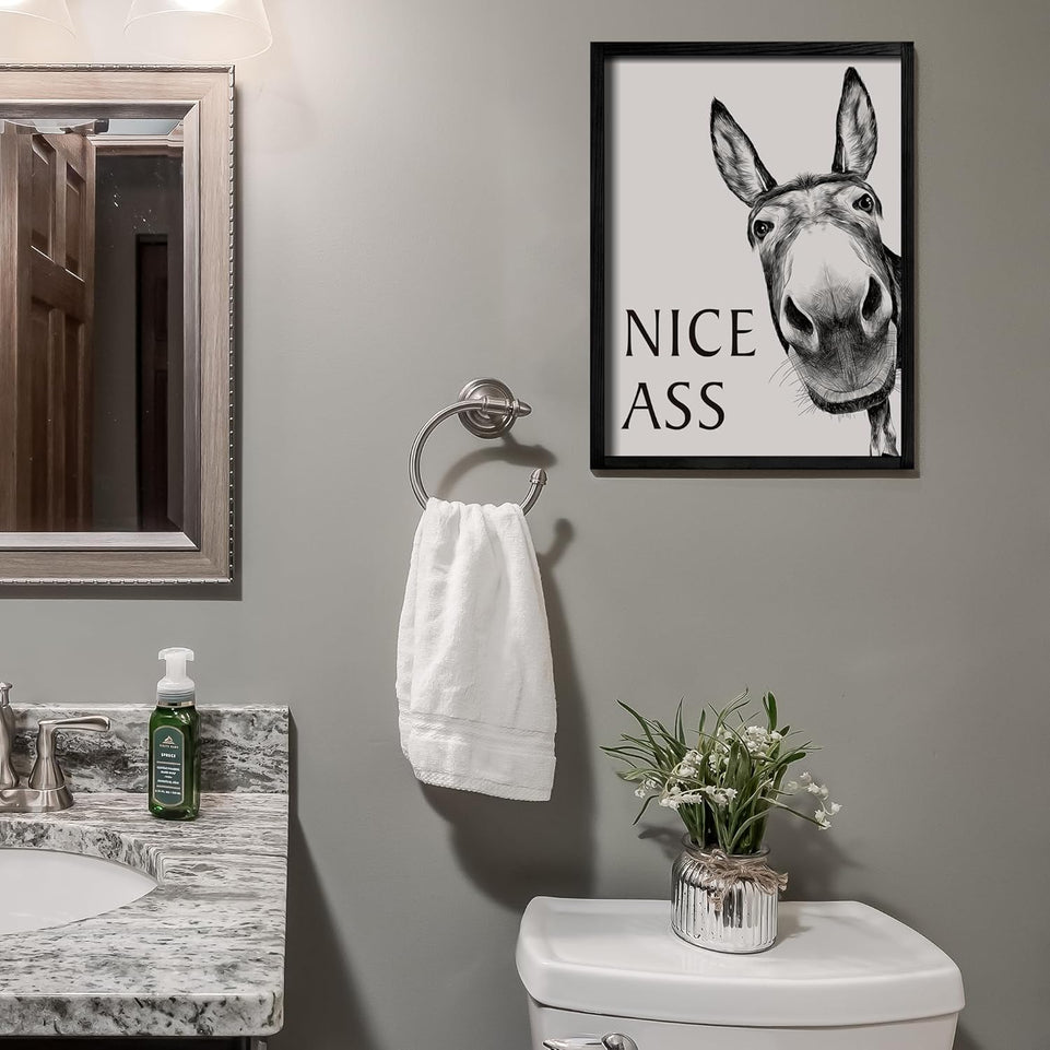 Heiple Framed Bathroom Art Bathroom Wall Decor Farmhouse Home Bathroom Decor Sets Vintage Funny Wall Art Bathroom Signs (11"x14" Black Framed, Donkey) https://www.amazon.com/dp/B0CGRGT7J3