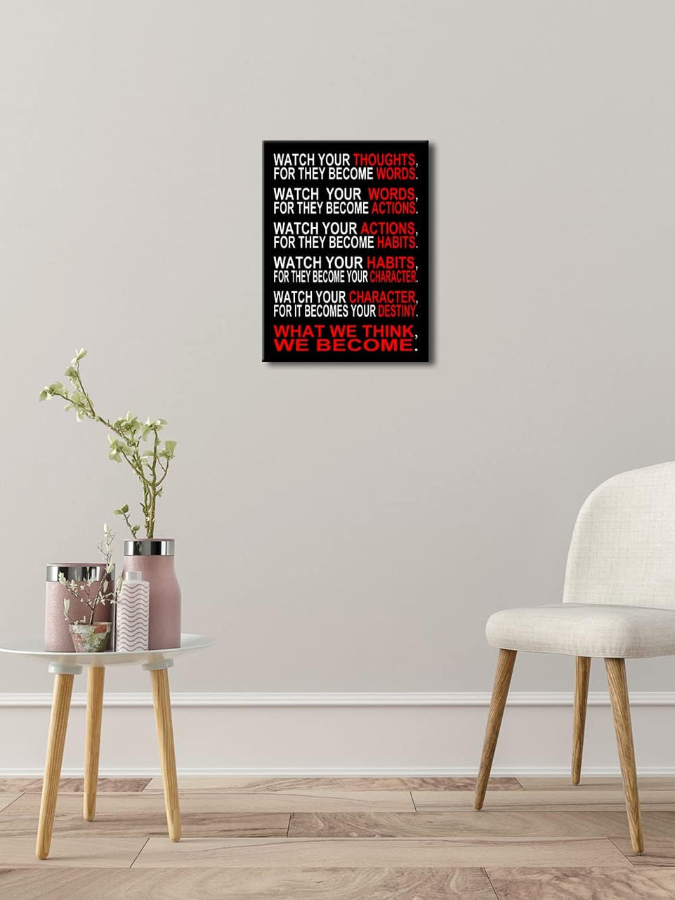 Pyradecor Watch Your Thoughts Motivational Classroom Poster Modern Canvas Prints Wall Art Paintings Ready to Hang for Office Living Room Home Decorations Stretched Pictures Artwork https://www.amazon.com/dp/B076PKMR4S