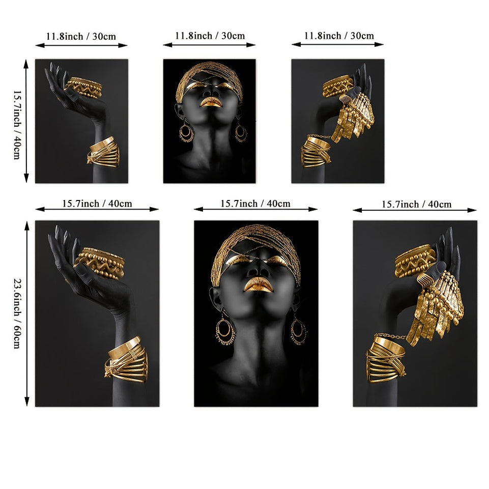 3pcs Frameless African Woman Wall Painting Art Posters and Prints Big Black Woman Holding Gold Jewelry Canvas Picture for Living Room Decor No Frame https://www.temu.com/search_result.html?search_key=601099513293373