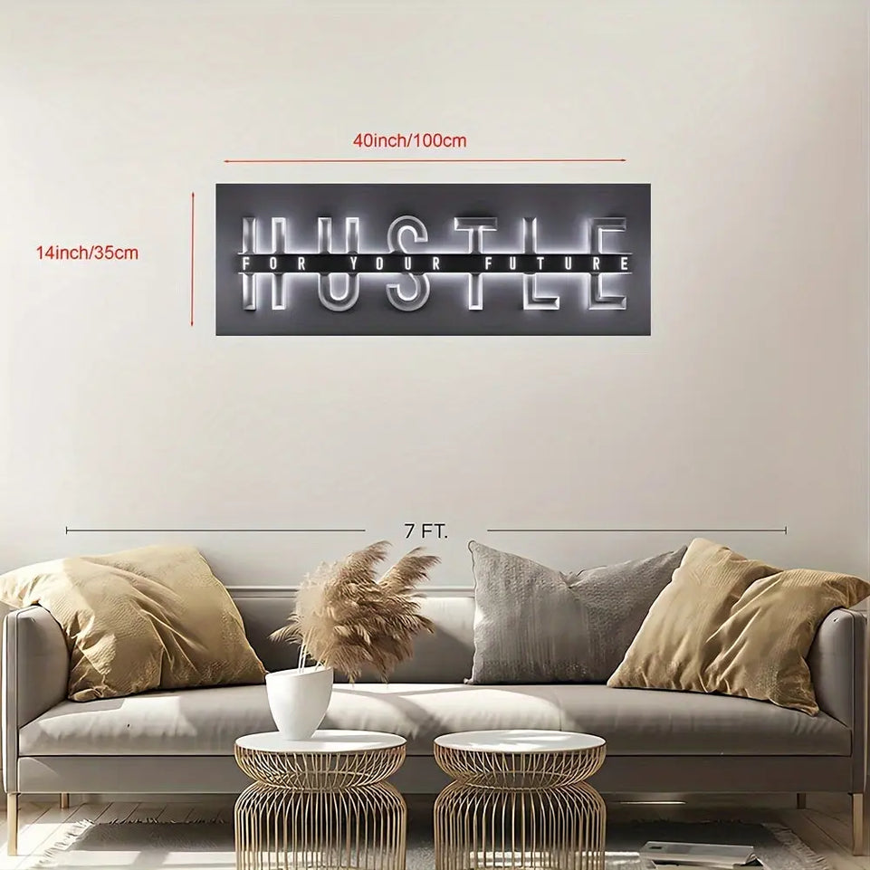 1pc Unframed Hustle For Your Future Painting, Creative Canvas Poster, Canvas Wall Art, Artwork Wall Painting For Gift, Bedroom, Office, Living Room, Cafe, Bar, Wall Decor, Home And Dormitory Decor June Wall Art