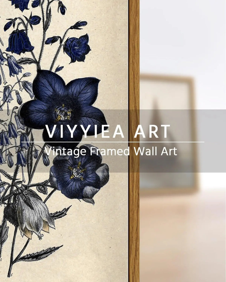 VIYYIEA Vintage Framed Botanical Wall Art Decor, Living Room Bedroom Blue Campanula Pictures Retro Wall Decor, Framed Canvas Prints Artwork, Farmhouse Flower Paintings,12x16 Inch https://www.amazon.com/dp/B0D1K1C7YB