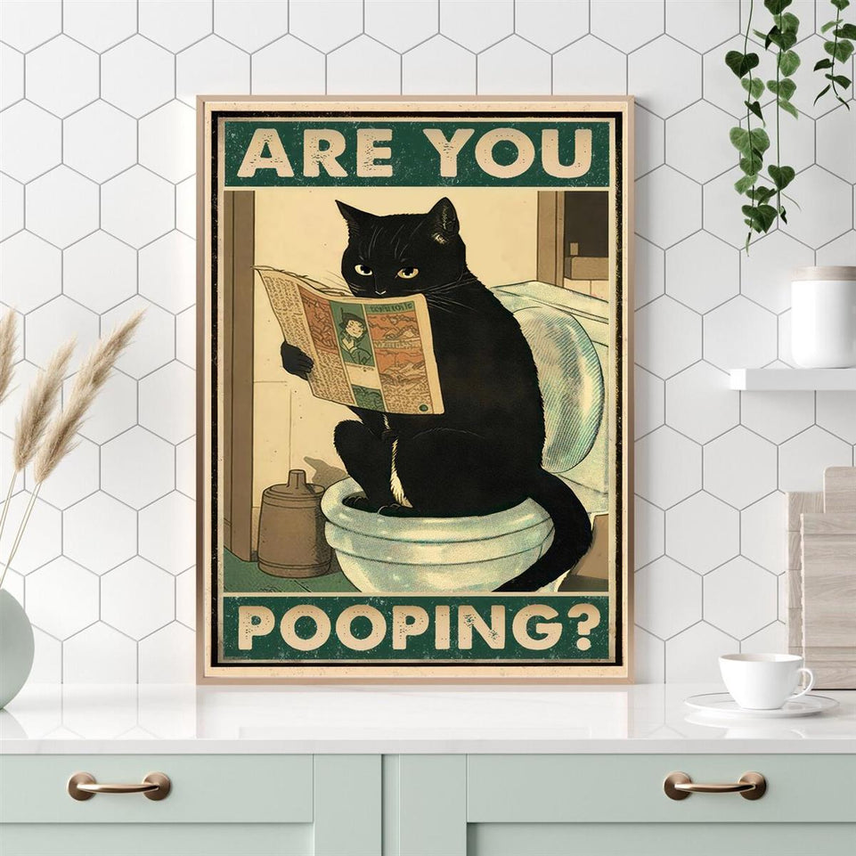 1pc Canvas Poster, Inspirational Quote Wall Art, Are You Pooping Black Cat Kitten Watching Newspaper In Toilet, Funny Animal Poster, Vintage Retro Art, For Living Room Wall Decor/ Room Decor/ Home Decor, No Frame, Halloween Decoration https://www.temu.com/search_result.html?search_key=601099516946631