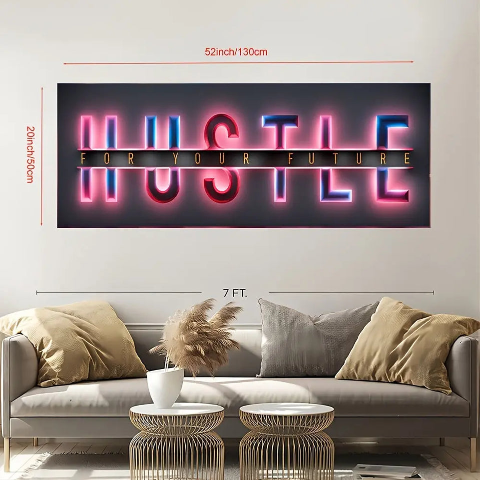 1pc Unframed Hustle For Your Future Painting, Creative Canvas Poster, Canvas Wall Art, Artwork Wall Painting For Gift, Bedroom, Office, Living Room, Cafe, Bar, Wall Decor, Home And Dormitory Decor June Wall Art