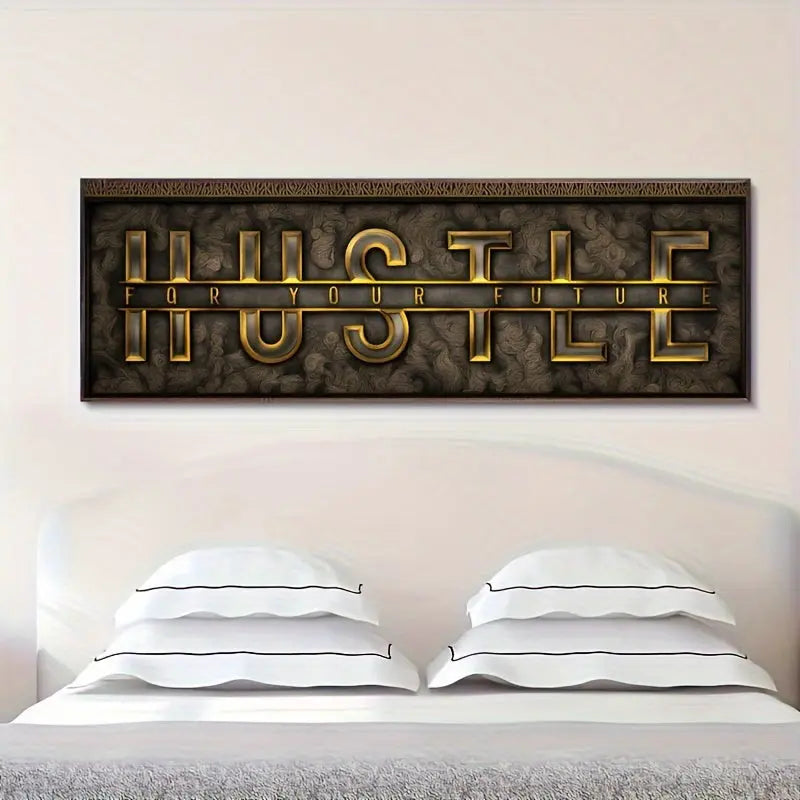 1pc Unframed Hustle For Your Future Painting, Creative Canvas Poster, Canvas Wall Art, Artwork Wall Painting For Gift, Bedroom, Office, Living Room, Cafe, Bar, Wall Decor, Home And Dormitory Decor June Wall Art
