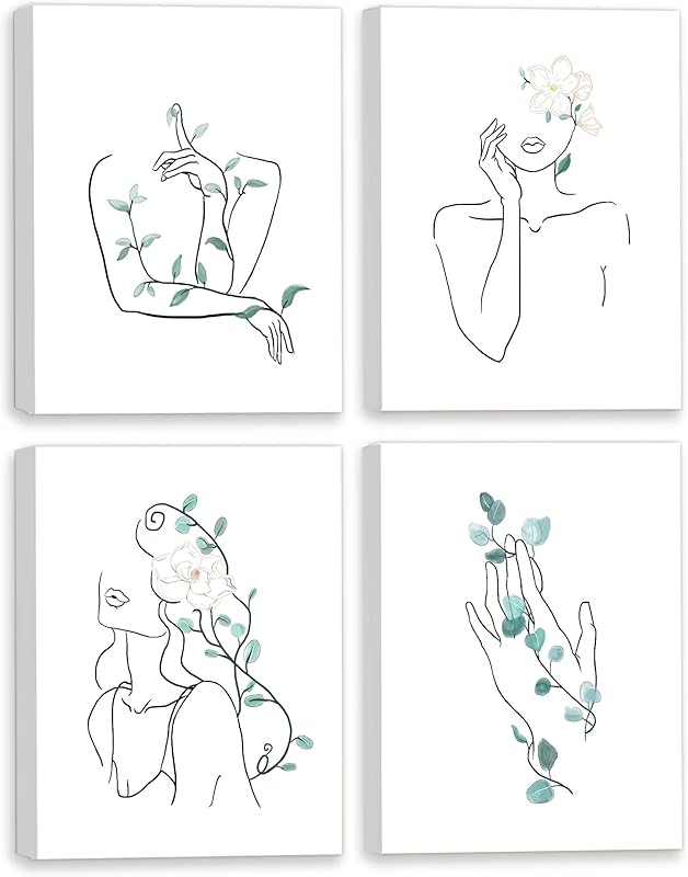 FRAMED Botanical Plant Canvas Wall Art,Boho Plant Wall Decor for Bedroom,Minimalist Floral Prints for Living Room,Light Green Botanical Art Painting for Office,Set of 4,8”x 10” https://www.amazon.com/dp/B09HH17JRH