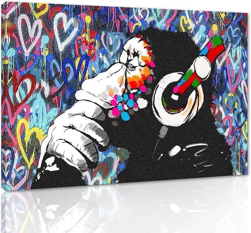 Yatsen Bridge Classic Street Art Banksy Graffiti Wall Art Behind The Curtain Posters Canvas Paintings Colorful Graffiti Pictures Prints Framed for Living Room Home Decor(36''W x 24''H) https://www.amazon.com/dp/B07ZVHB9FP