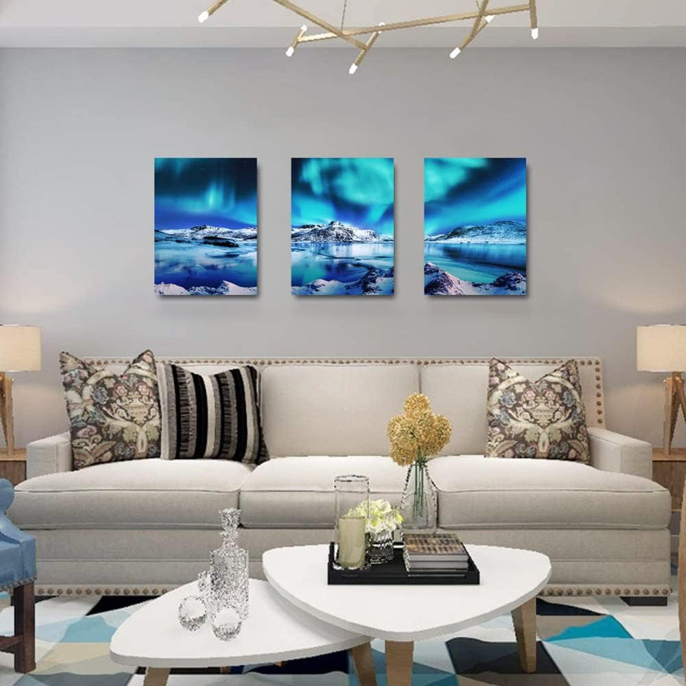 Canvas Wall Art For Living Room Wall Decor For Bedroom Farmhouse Wall Art Aurora Scenery Wall Paintings Office Wall Decor 3 Piece Framed Blue Wall Pictures Ready To Hang For Bathroom Home Decorations https://www.amazon.com/dp/B0BMF6TMHB