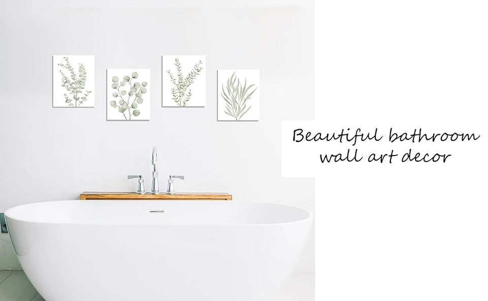 Erctoo Botanical Plant Canvas Wall Art, Framed Boho Wall Decor for Bathroom, Minimalist Aesthetic Bedroom Wall Art, Sage Green Eucalyptus Leaf Prints for Office, Set of 4PCS, 8”X10” https://www.amazon.com/dp/B0CFG2YPPX
