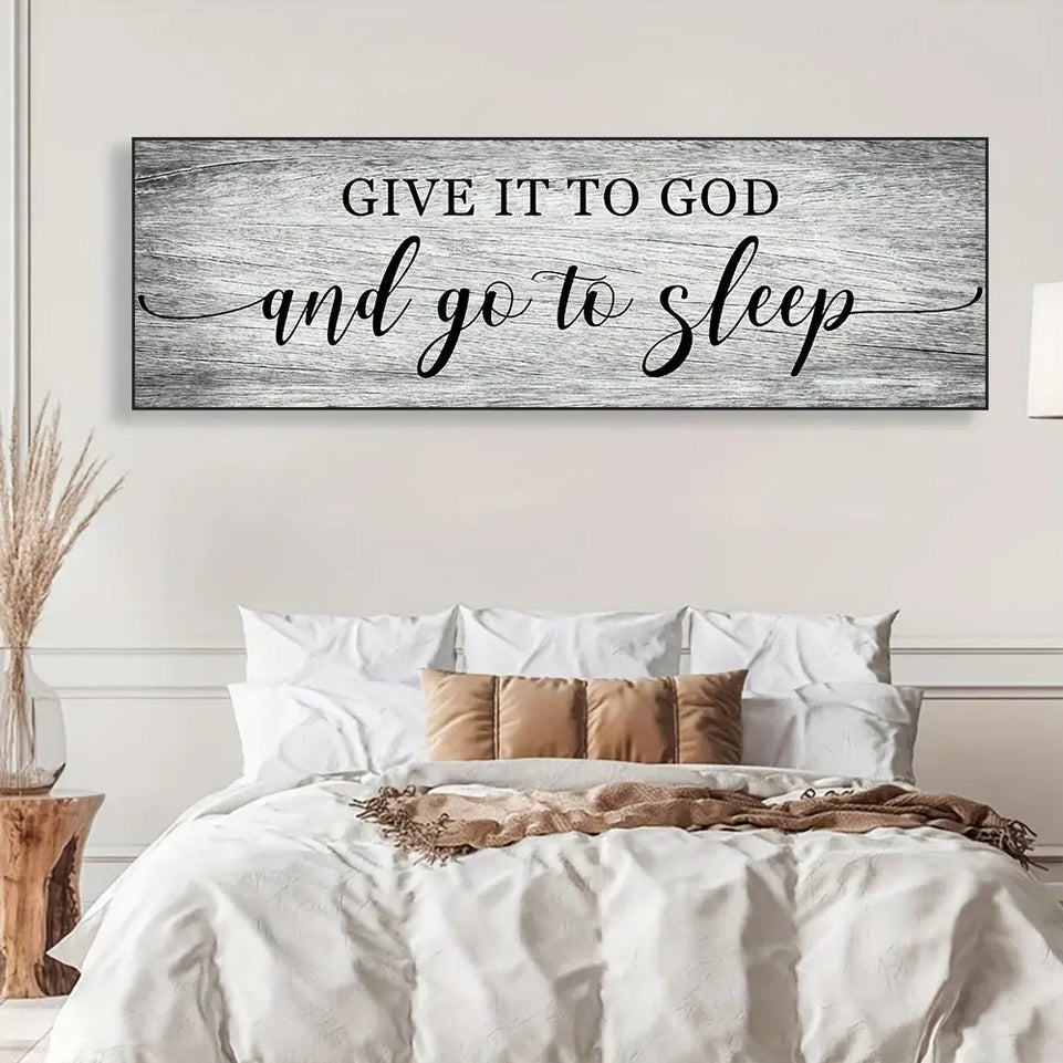 1pc Modern Grey Black Line Art Wall Poster Give It To God And Go To Sleep Scripture Canvas Painting Wall Art Bedroom Kitchen Decor June Wall Art